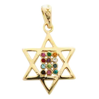 Gold Filled Twelve Tribes Star of David Pendant